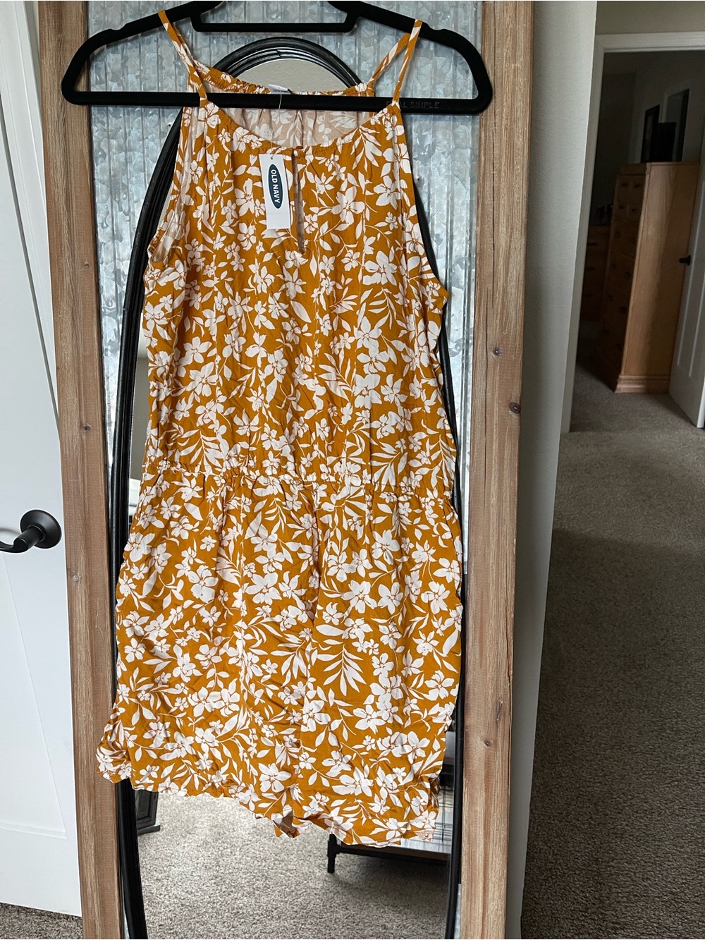 Old Navy Mustard Yellow Floral Mini Skirt